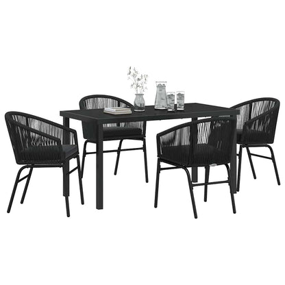 Set da Pranzo per Giardino 5 pcs Nero Poly Rattan - homemem39