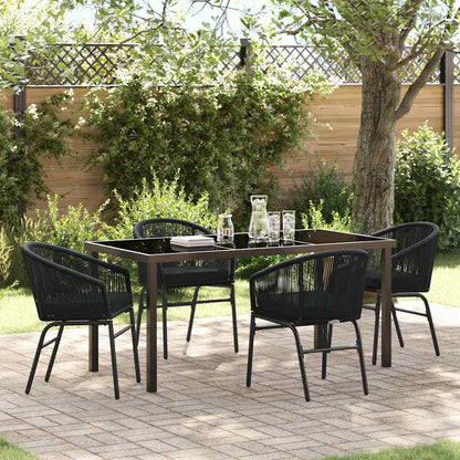 Set da Pranzo per Giardino 5 pcs Nero Poly Rattan - homemem39