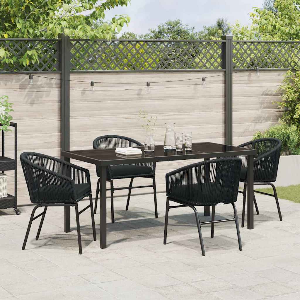 Set da Pranzo per Giardino 5 pcs Nero Poly Rattan - homemem39