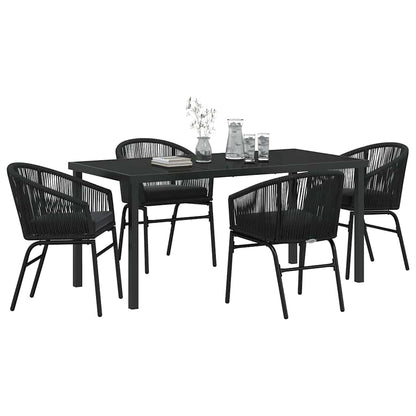 Set da Pranzo per Giardino 5 pcs Nero Poly Rattan - homemem39