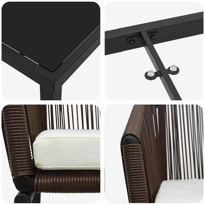 Set da Pranzo per Giardino 3 pcs Marrone Poly Rattan - homemem39