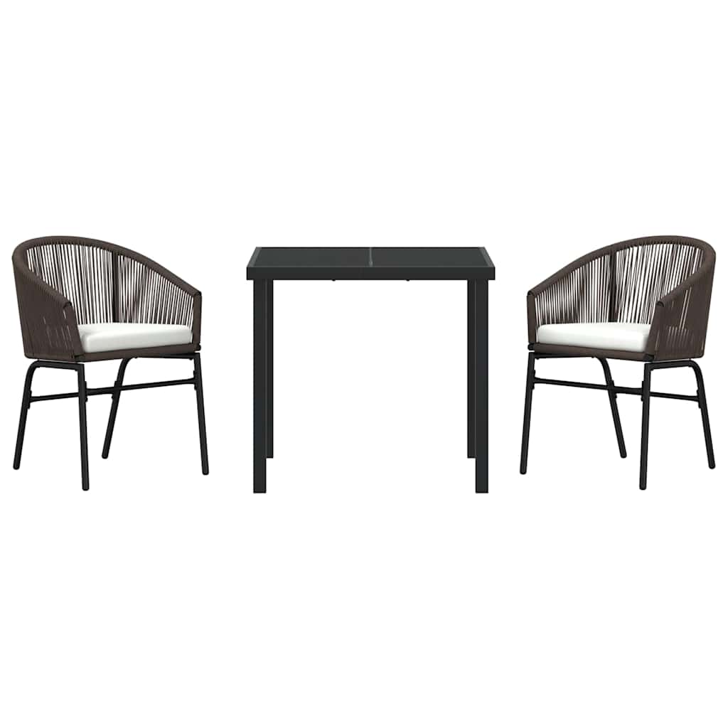 Set da Pranzo per Giardino 3 pcs Marrone Poly Rattan - homemem39