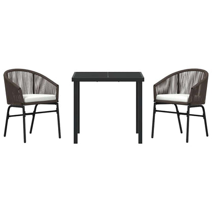 Set da Pranzo per Giardino 3 pcs Marrone Poly Rattan - homemem39