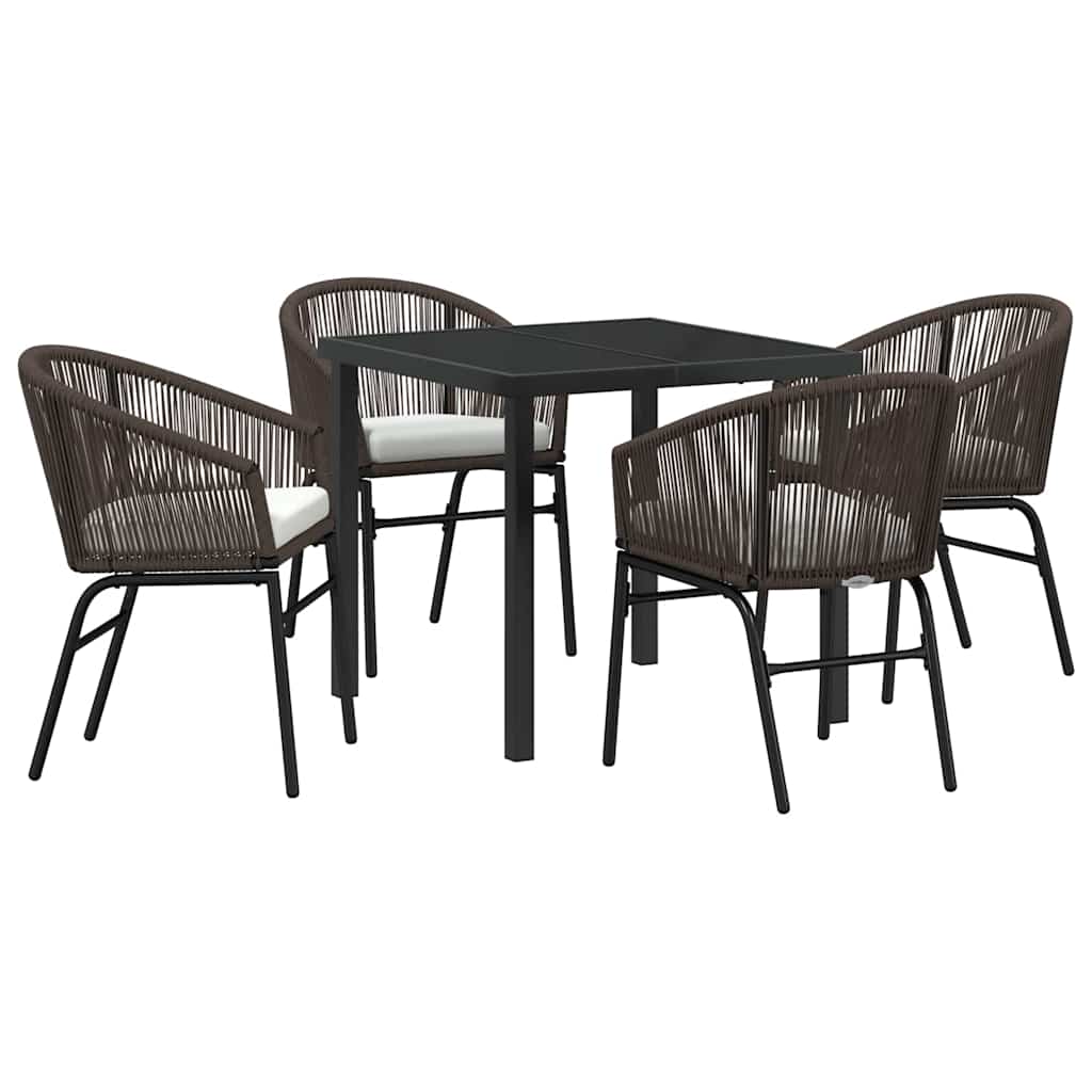 Set da Pranzo per Giardino 5 pcs Marrone Poly Rattan - homemem39