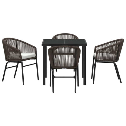 Set da Pranzo per Giardino 5 pcs Marrone Poly Rattan - homemem39