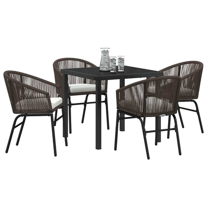 Set da Pranzo per Giardino 5 pcs Marrone Poly Rattan - homemem39