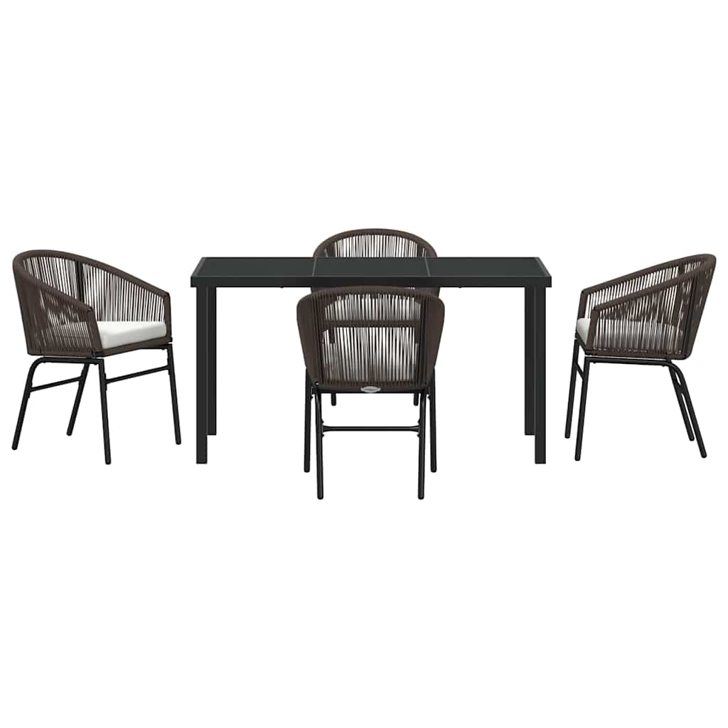 Set da Pranzo per Giardino 5 pcs Marrone Poly Rattan - homemem39