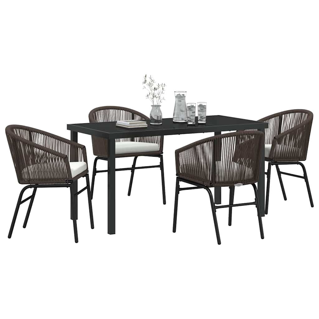 Set da Pranzo per Giardino 5 pcs Marrone Poly Rattan - homemem39