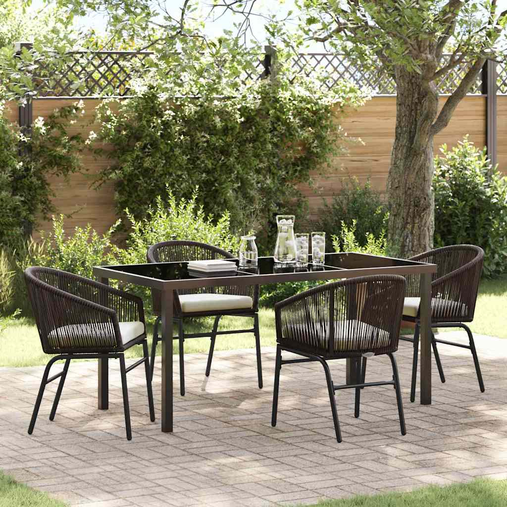 Set da Pranzo per Giardino 5 pcs Marrone Poly Rattan - homemem39