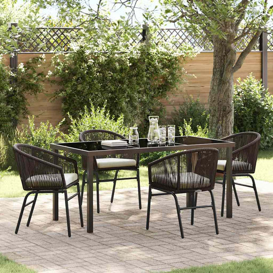 Set da Pranzo per Giardino 5 pcs Marrone Poly Rattan - homemem39