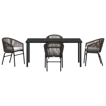 Set da Pranzo per Giardino 5 pcs Marrone Poly Rattan - homemem39