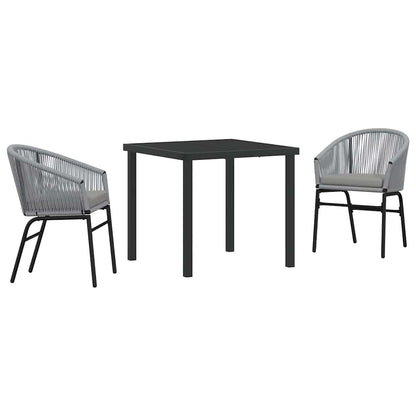 Set da Pranzo per Giardino 3 pcs Grigio Poly Rattan - homemem39