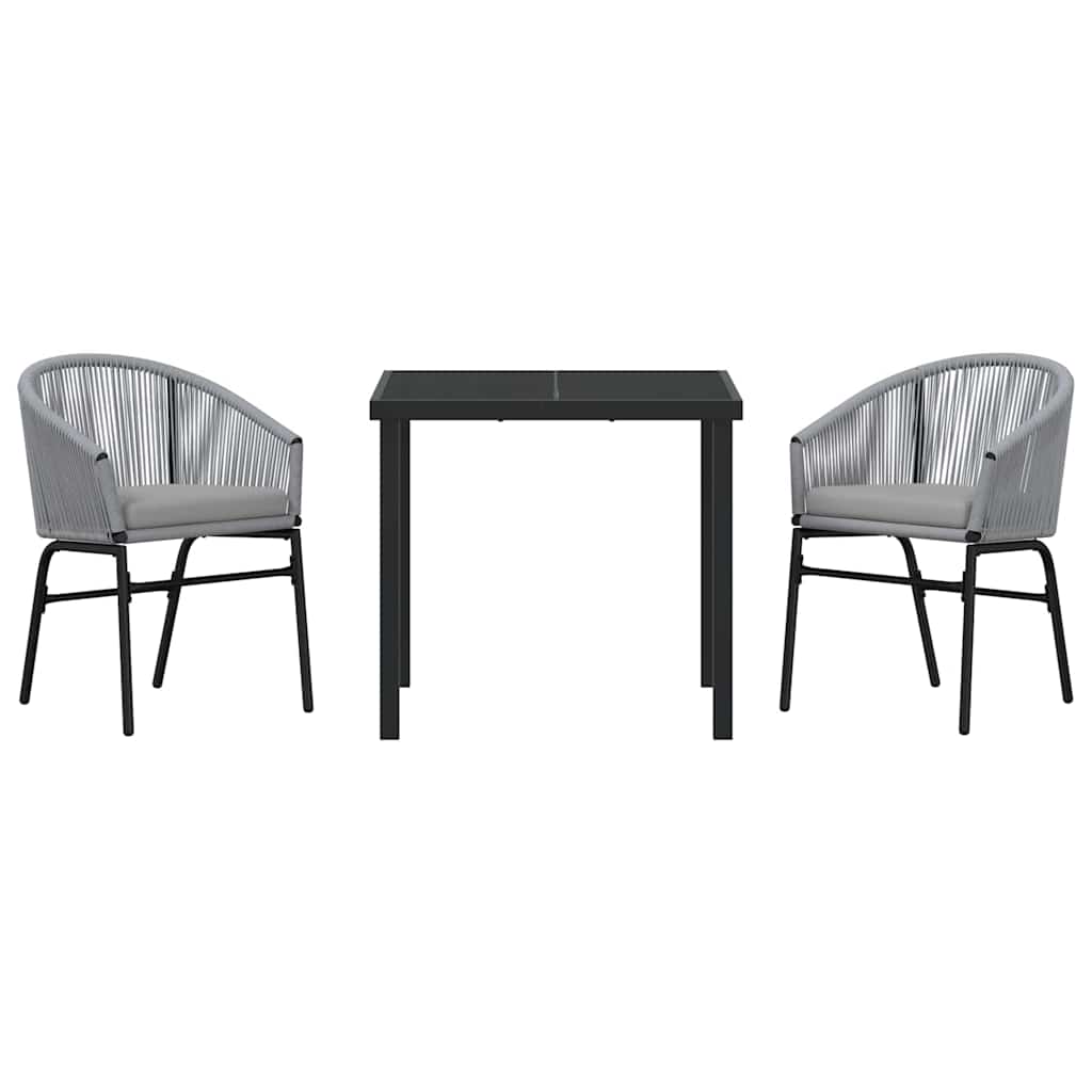 Set da Pranzo per Giardino 3 pcs Grigio Poly Rattan - homemem39