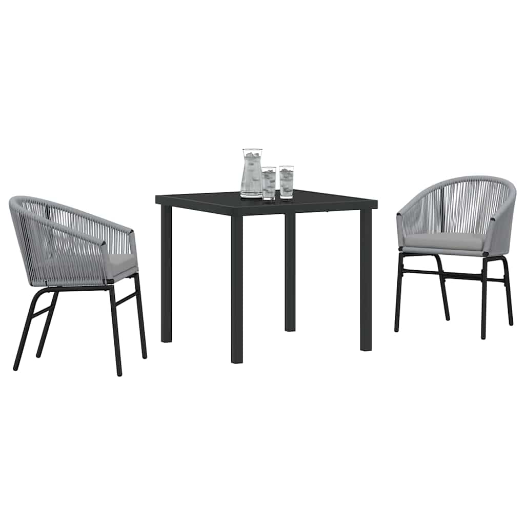 Set da Pranzo per Giardino 3 pcs Grigio Poly Rattan - homemem39