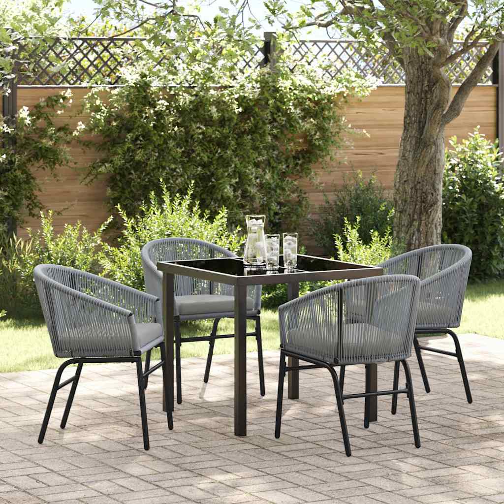 Set da Pranzo per Giardino 5 pcs Grigio Poly Rattan - homemem39