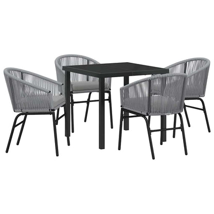 Set da Pranzo per Giardino 5 pcs Grigio Poly Rattan - homemem39