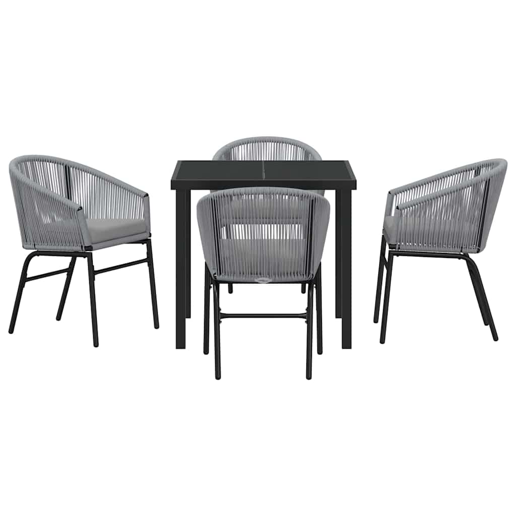 Set da Pranzo per Giardino 5 pcs Grigio Poly Rattan - homemem39