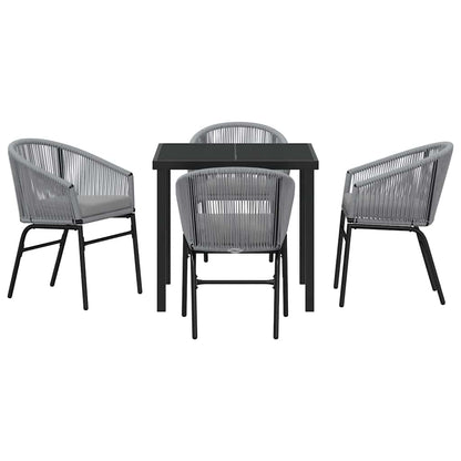 Set da Pranzo per Giardino 5 pcs Grigio Poly Rattan - homemem39