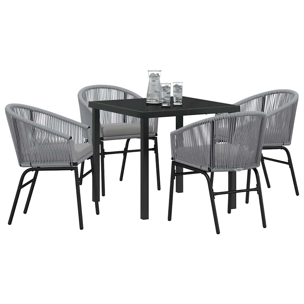 Set da Pranzo per Giardino 5 pcs Grigio Poly Rattan - homemem39