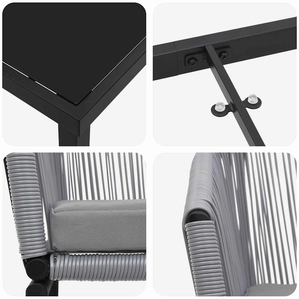 Set da Pranzo per Giardino 5 pcs Grigio Poly Rattan - homemem39