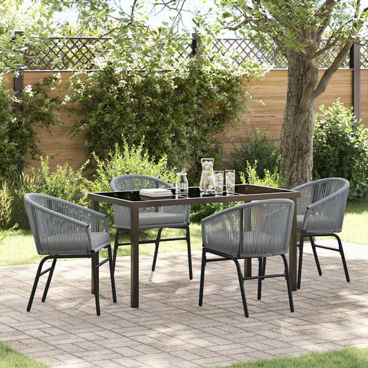 Set da Pranzo per Giardino 5 pcs Grigio Poly Rattan - homemem39