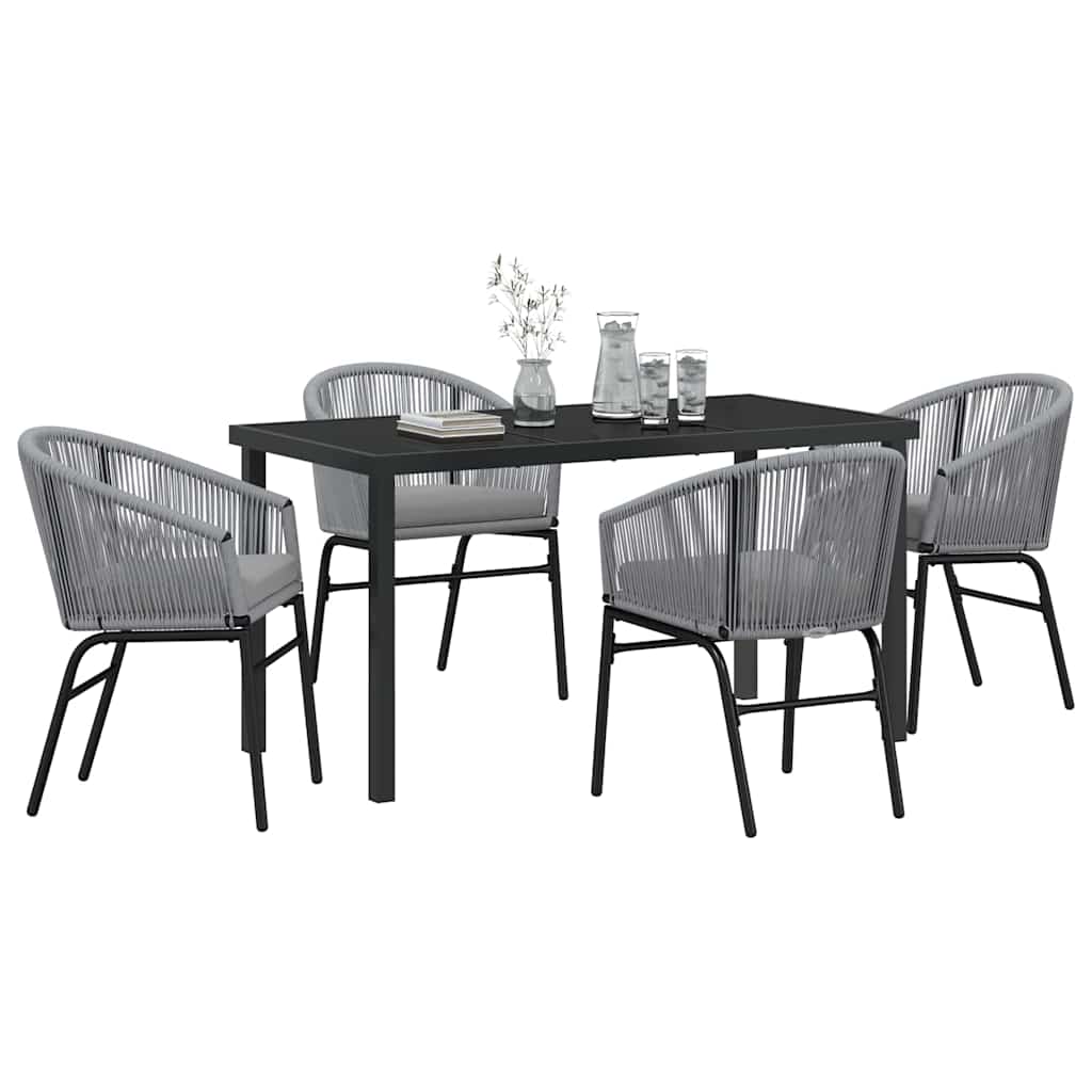 Set da Pranzo per Giardino 5 pcs Grigio Poly Rattan - homemem39
