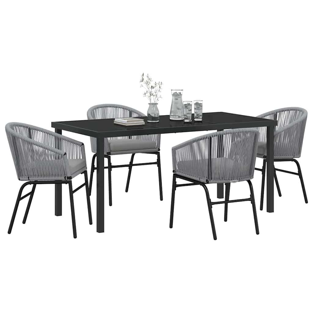 Set da Pranzo per Giardino 5 pcs Grigio Poly Rattan - homemem39