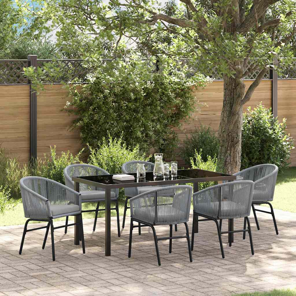 Set da Pranzo per Giardino 7 pcs Grigio Poly Rattan - homemem39
