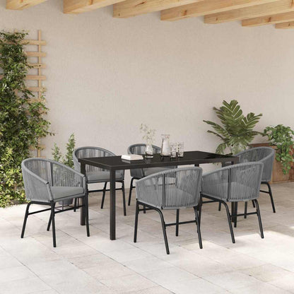 Set da Pranzo per Giardino 7 pcs Grigio Poly Rattan - homemem39