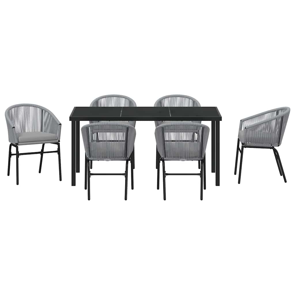 Set da Pranzo per Giardino 7 pcs Grigio Poly Rattan - homemem39
