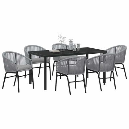 Set da Pranzo per Giardino 7 pcs Grigio Poly Rattan - homemem39