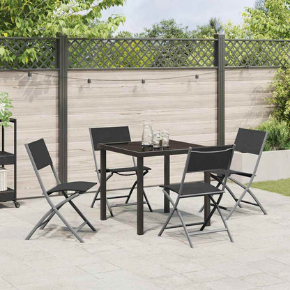 Set da Pranzo per Giardino 5 pcs Nero Textilene e acciaio - homemem39