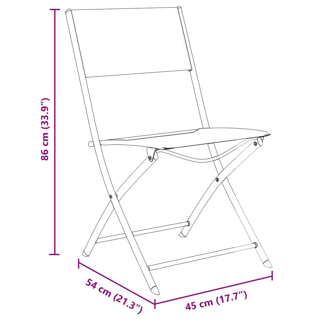 Set da Pranzo per Giardino 5 pcs Nero Textilene e acciaio - homemem39