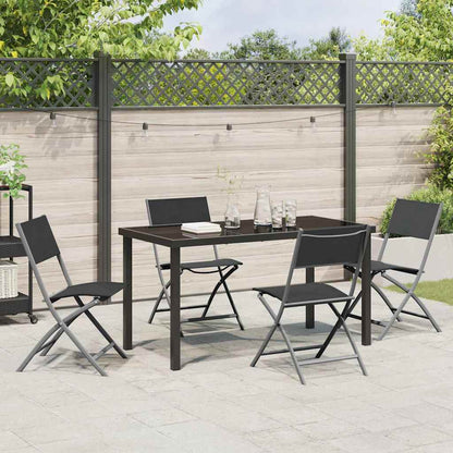 Set da Pranzo per Giardino 5 pcs Nero Textilene e acciaio - homemem39