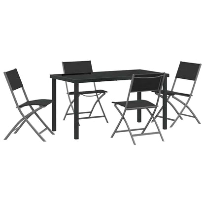 Set da Pranzo per Giardino 5 pcs Nero Textilene e acciaio - homemem39