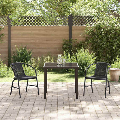 Set da Pranzo per Giardino 3 pcs Nero Poly Rattan - homemem39