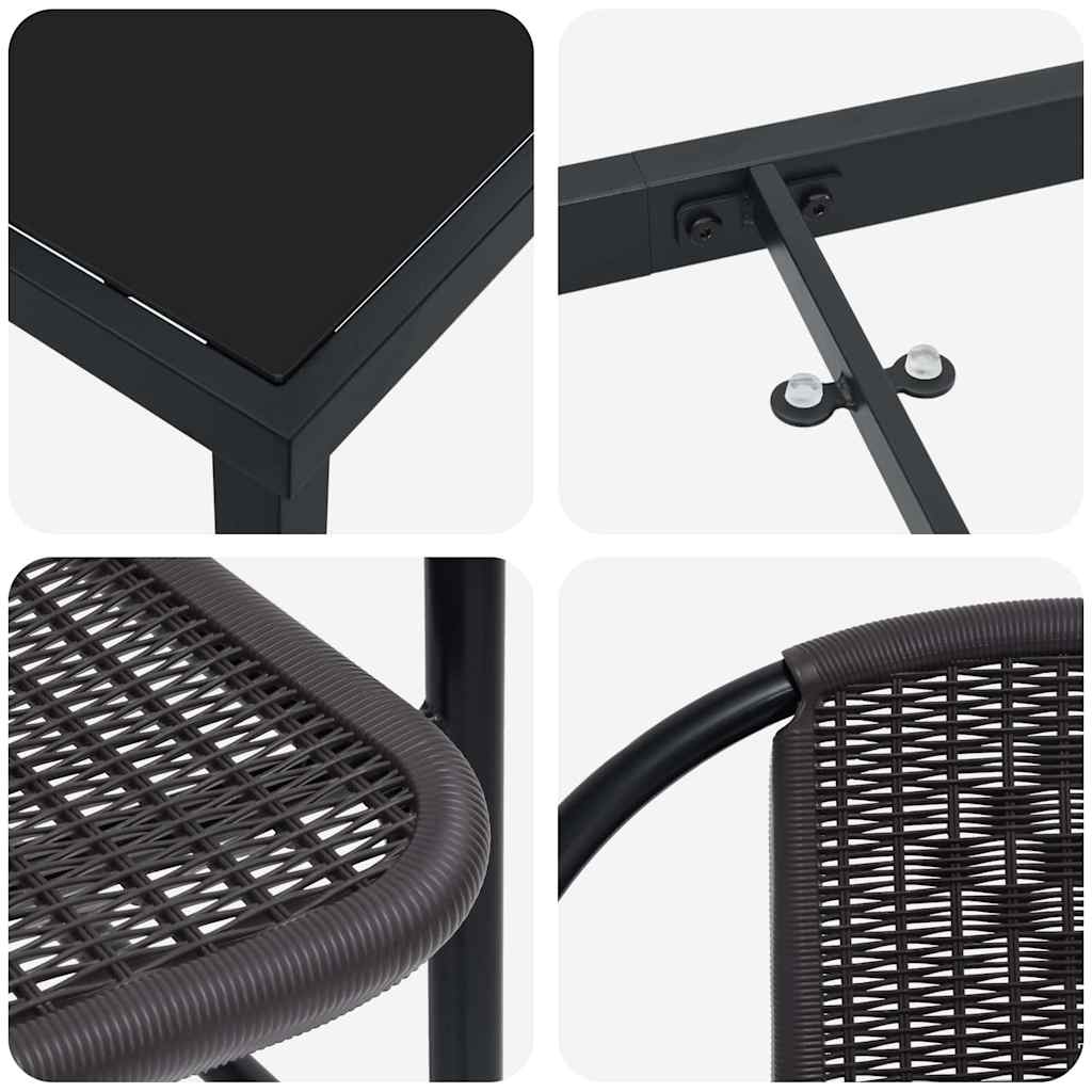 Set da Pranzo per Giardino 5 pcs Nero Poly Rattan - homemem39