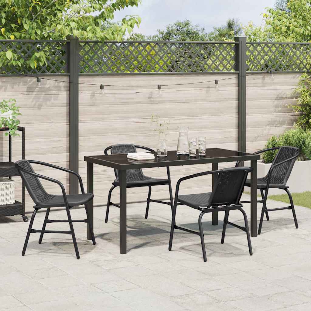 Set da Pranzo per Giardino 5 pcs Nero Poly Rattan - homemem39