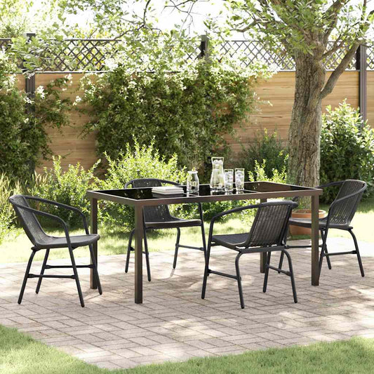 Set da Pranzo per Giardino 5 pcs Nero Poly Rattan - homemem39