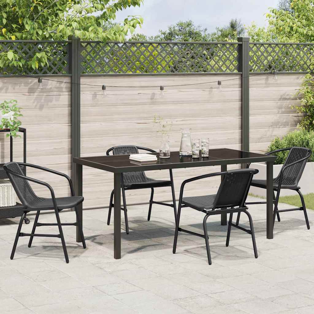 Set da Pranzo per Giardino 5 pcs Nero Poly Rattan - homemem39