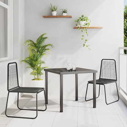 Set da Pranzo per Giardino 3 pcs Nero Poly Rattan - homemem39