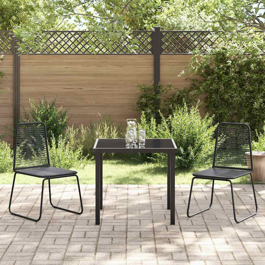 Set da Pranzo per Giardino 3 pcs Nero Poly Rattan - homemem39