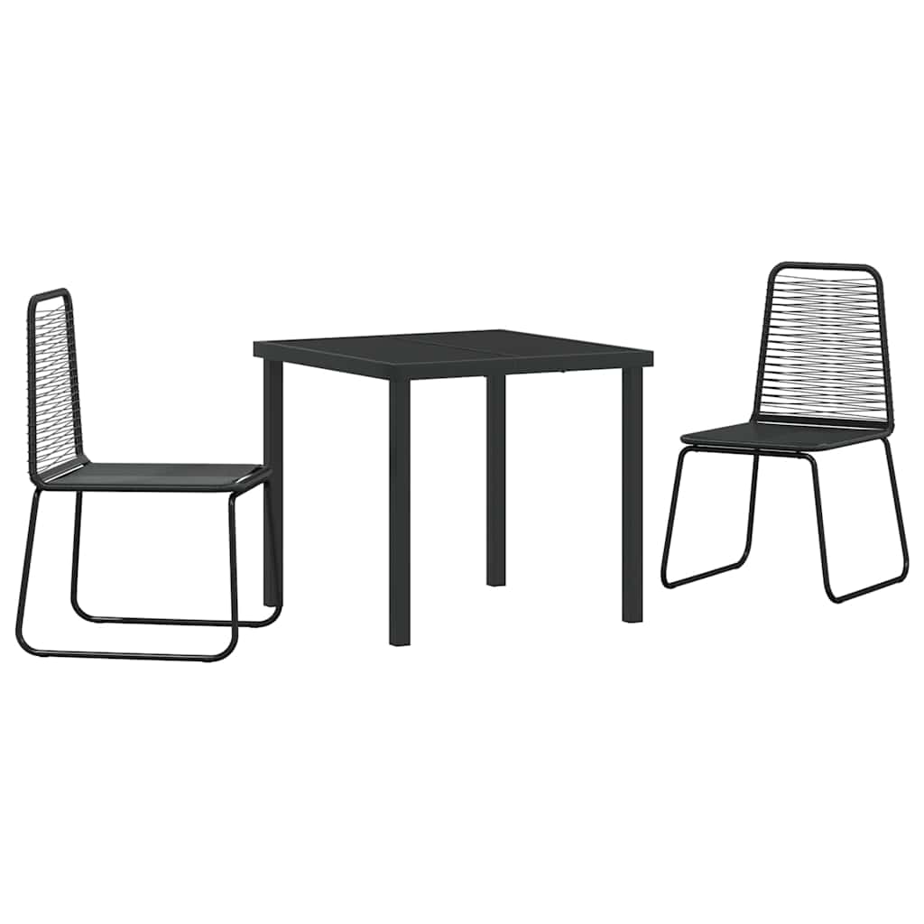 Set da Pranzo per Giardino 3 pcs Nero Poly Rattan - homemem39