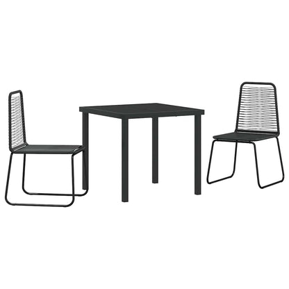 Set da Pranzo per Giardino 3 pcs Nero Poly Rattan - homemem39