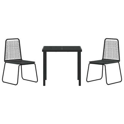 Set da Pranzo per Giardino 3 pcs Nero Poly Rattan - homemem39