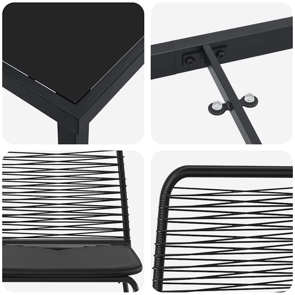 Set da Pranzo per Giardino 5 pcs Nero | homemem39