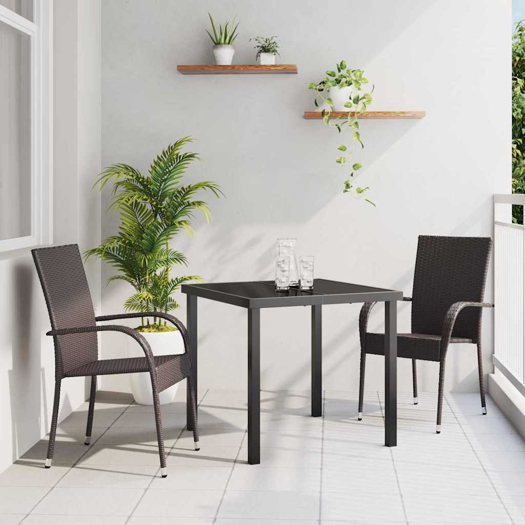 Set da Pranzo per Giardino 3 pcs Marrone Poly Rattan - homemem39