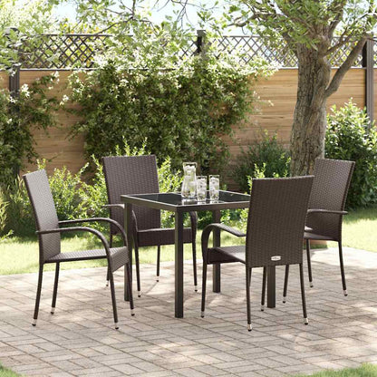 Set da Pranzo per Giardino 5 pcs Marrone Poly Rattan - homemem39