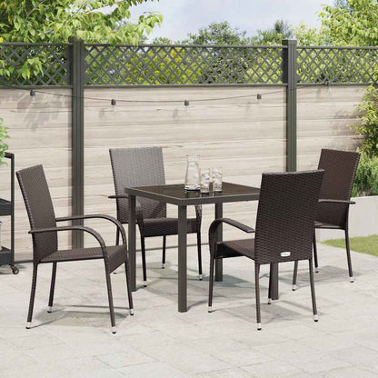 Set da Pranzo per Giardino 5 pcs Marrone Poly Rattan - homemem39