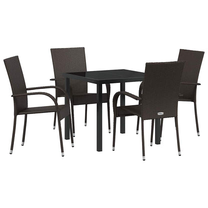Set da Pranzo per Giardino 5 pcs Marrone Poly Rattan - homemem39